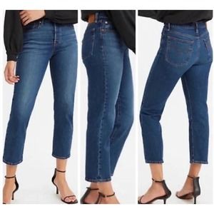 Levi's Wedgie Denim Jeans Straight High Rise Button Fly Size 23 NWOT Deep Blue